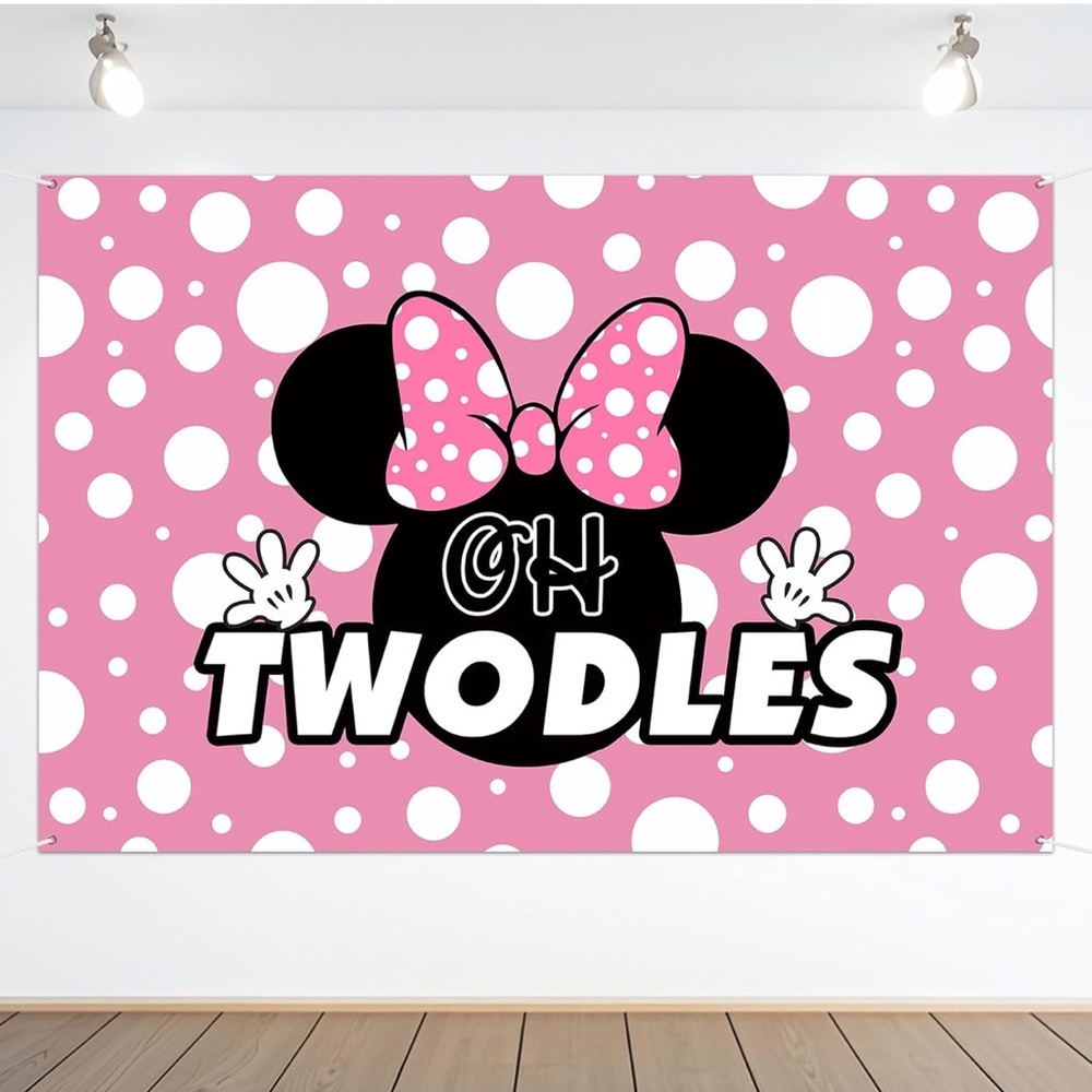 Minnie Mouse Theme “Oh Twodles” Backdrop Banner 6x4Ft. With 4 Grommets